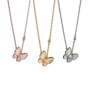 Pendant Necklaces Funmode Bling Butterfly Design Gold Color LInk Chain Necklace For Women Accessories Jewelry Mujer Wholesale FN256