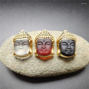 Pendentif Colliers Fuwo coloré verre cristal sculpter tête de bouddha conception étonnante surnaturel amulette noeud porte-bonheur bouddhisme bijoux PD387