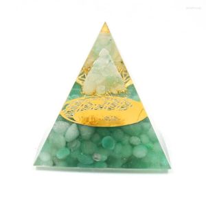 Pendentif Colliers FYSL Couleur Or Jaune Clair Huit Trigrammes Vert Aventurine Et Résine Pyramide Orgonite Oeil De Tigre Pierre Bijoux