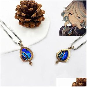 Pendentif Colliers Jeu Genshin Impact Neuvillette Furina Focalors Collier ras du cou Cosplay Fontaine Dieu de la Justice Blue Vision Bijoux Otjny