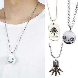 Pendentif Colliers Jeu NieR Automata Collier Robot 2B Emil No2 Type B Boule Blanche YoRHa Logo Choker Chaînes Hommes Femmes Bijoux