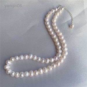 Collares pendientes Collar de perlas de plata genuina 6-7 mm Gargantilla de perlas naturales de agua dulce Collar para mujer Joyería Tendencia Regalos HKD230712