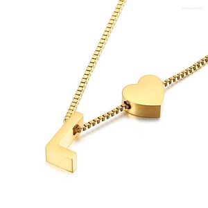 Collares pendientes Color oro en forma de corazón letra inicial collar 26 alfabeto F M C R Slide Charm mujeres gargantilla joyería accesorio al por mayor