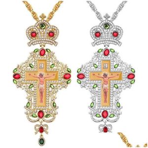 Colliers pendants Croix pectorale plaqué Grec Russie Grec Crucifix Relius Collier Byzantin Art et Tradition orthodoxe Drop délivre Dhlvb