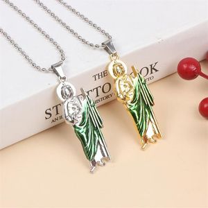 Collares colgantes Oro Astilla San Judas Tadeo Llavero Católico Iglesia Religiosa Decoración Estatua Recuerdo Regalo 215w