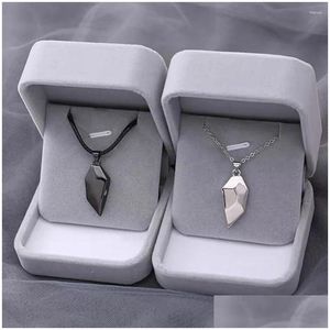 Colliers pendants bon collier de couple de qualité simple électrocardiogramme de coeur magnétique épissage de la Saint-Valentin Livraison de gouttes cadeaux JE Dhdkg