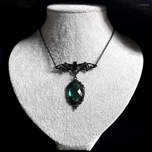 Pendentif Colliers Gothique Chauve-Souris Venom Camée Collier Pour Hommes Femmes Mode Sorcière Bijoux Accessoire Cadeau Alternative Tour De Cou En Cristal Vert