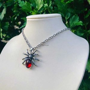 Colliers pendants Collier Gothic Big Stone Spider Collier Punk Punk Red Animal Insect Choker Colliers pour femmes hommes Vintage Spider Spider Collier