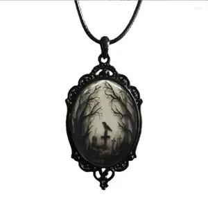 Pendentif Colliers Gothique Dark Crow Cross Collier Réceptacle Oiseau Fait Main Cool