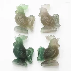 Pendentif Colliers Vert Fluorite Coq Sculpture Cristal Gem Poulet Statue Artefact Décoration Gardien Mode Cadeau Accessoires Pour La Maison