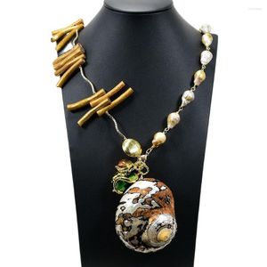 Collares colgantes GuaiGuai Joyería Púrpura Keshi Perla Dorada Coral Chapado en oro Collar de cristal de Murano Turbante africano Concha de mar