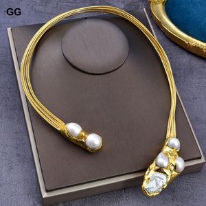 Collares pendientes GuaiGuai Joyería Blanco Keshi Perla Barroca 18 K Oro Amarillo Color Plateado Gargantilla Collar Para MujerColgante