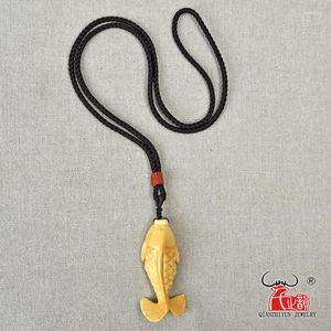 Collares colgantes GX094 Yak Bone Fish Collar de mujer Hawaii Amarillo Joyería hecha a mano larga