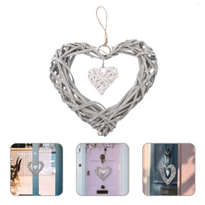 Collares pendientes Corazón Ratán Colgante Guirnalda Adornos Mimbre Artesanía San Valentín Colgantes Decoración Decoraciones En forma de guirnalda Amor Corazones Puerta