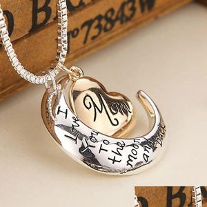 Pendentif Colliers Haute Qualité Coeur Bijoux Je T'aime À La Lune Et Retour Maman Collier Fête Des Mères Cadeau En Gros Or Pour Drop Deli Dhgp9