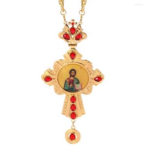 Collares colgantes Collar de cruz de Jesús de alta calidad Chapado en oro Insignia grande Iglesia Bautismo Regalos de Navidad Católico