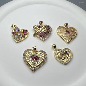 Pendentif Colliers Haute Qualité Métal Zircon Amour Coeur Pendentifs Charmes Pour La Fabrication De Bijoux De Mode Collier En Gros