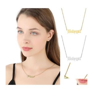 Collares pendientes de alta calidad de acero inoxidable Babygirl ángulo Priness collar para mujer niña oro Sier letra antigua joyería gota Dhg7F