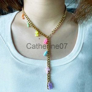 Collares pendientes de alta calidad de acero inoxidable nombre de cadena plana collar de color caramelo al azar carta granos acrílico granos colgante regalo de la joyería 2022 J230725