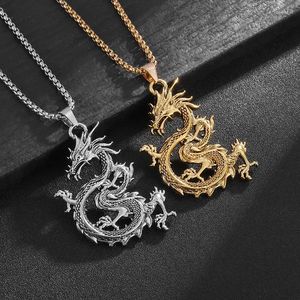 Pendentif Colliers Hip-Hop Style chinois Zodiac Dragon Collier personnalisé pour hommes et femmes Pull Chaîne Bijoux