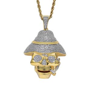 Collares colgantes Hip Hop Micro Pavimentada Zirconia Cúbica Bling Out Skinking Pendants For Men Jewelry Drop Gold Color