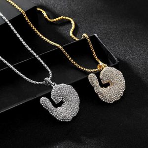 Collares pendientes Hip Hop Rhinestones pavimentados Bling Iced Out Camarones Colgantes Collar para hombres Rapero Joyería Oro Plata Color Drop1994