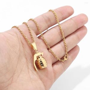 Collares pendientes HIPhop Color oro acero inoxidable deportes granadas de mano bombas para hombres/mujer joyería