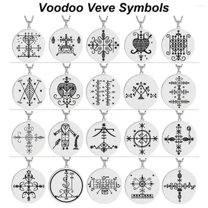 Pendentif Colliers HLSS120-139 Couleur Argent Voodoo Veve Symboles Sigil Charme Bijoux Vodou Lwa Loa Amulette Talisman Collier en acier inoxydable