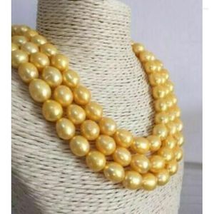 Collares pendientes ENORME NATURAL 10-11MM MAR DEL SUR GOLDEN PEARL NELACE 50 PULGADAS