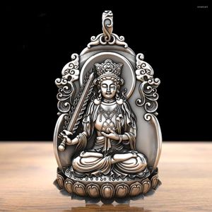 Pendentif Colliers HX Rétro Vide Bodhisattva Tibétain Est Une Vache Et Tigre De La Vie Bouddha Solide Zodiaque Gardien Collier Pour Hommes Femmes