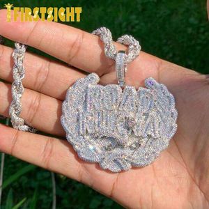 Pendentif Colliers Iced Out Bling CZ Lettre Route Runna Collier Cubique Zircone Deux Tons Couleur Badge Charme Hommes Mode Hip Hop Bijoux 221020