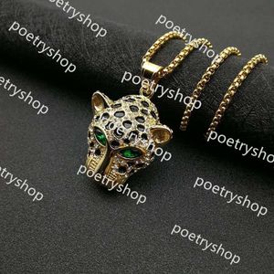 Colliers pendentifs Iced Out Bling Leopard Head Pendants Collier avec Gold Couleur en acier inoxydable Chaîne cubique Zircon Men Hop Hop Jewelry Gift