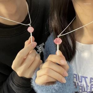 Collares colgantes a la moda, collar de piruleta de Color caramelo, cadena decorativa de estilo de diseño bonito, regalo para niñas estudiantes 2023