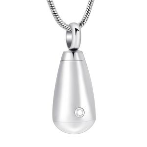 Pendentif Colliers Inlay Clear / Black Zircon Teardrop Mini Bijoux de crémation Collier de souvenir en acier inoxydable pour les cendres d'animaux humains en gros