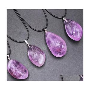Collares pendientes Irregar Natural Purple Crystal Stone Collares pendientes con cadena para mujer Girl Party Club Energy Jewelry Drop De Dh8Kb