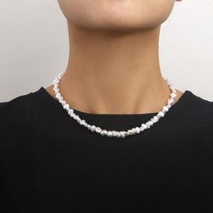 Collares colgantes imitación irregular Piedra de plata vintage collar de perla barroca para mujeres accesorios de cuello de cuello de cuentas de novia de boda