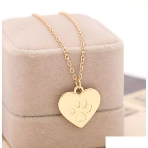 Pendentif Colliers Isang Mode Amour Coeur Ours Chien Pawprint Collier Empreintes Chaîne Pour Charme Femmes Filles Cadeau Drop Livraison Jewelr Dhoup