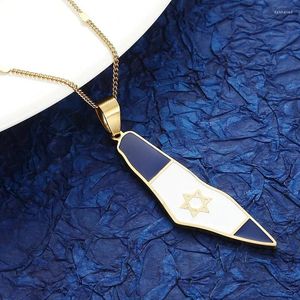 Pendentif Colliers Israël Carte Nationale Drapeau Collier Pour Femmes Hommes Hébreu Juif En Acier Inoxydable Or Couleur Chaîne Collier Bijoux Cadeau 2024