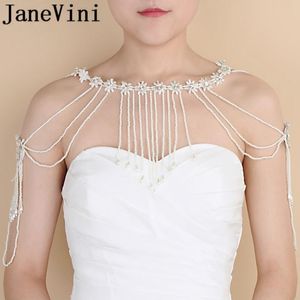 Collares colgantes JaneVini 2023, perlas de novia, Collar de cristal de lujo para mujer, cadena de hombro, borla de encaje, accesorios para Collar de novia de boda