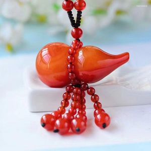 Colliers pendants Joursneige Collier de cristal naturel rouge Gourd Gourd Belle chanceuse pour femmes