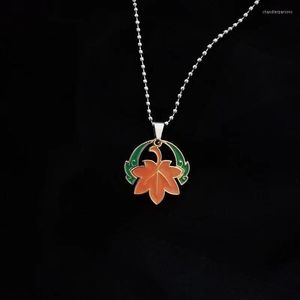 Collares pendientes Kaedehara Kazuha collar de acero de titanio 3 estilos cadenas Genshin impacto animación juego joyería regalo para Fans