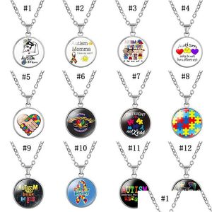 Pendentif Colliers Enfants Sensibilisation À L'autisme Pour Enfants Garçons Filles Verre Cabochon Puzzle Collier Mode Inspirational Caring Drop Del Dhsxj