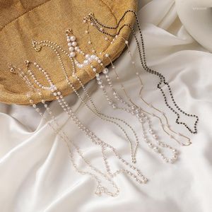 Collares pendientes Coreano Colgando Cuello Máscara Cuerda Anti-perdida Cadena de cordón Retro Perla Collar de cuentas de cristal