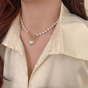 Pendentif colliers coréen perle collier perlé tour de cou coeur pour les femmes mode Boho bijoux 2023 demoiselle d'honneur cadeaux en gros