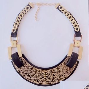 Collares pendientes Collar de cuero Cadena de oro Necklacepunk Collar de moda negro Joyería al por mayor Collares Colgantes Dhtot