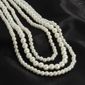 Pendentif Colliers Long Collier de perles pour femmes Filles 3 brins en couches Ornement de fête