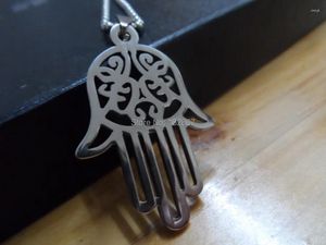 Pendentif Colliers Lot 5pcs en vrac en acier inoxydable ouvert Hamsa main avec chaîne à billes bonne vente polie