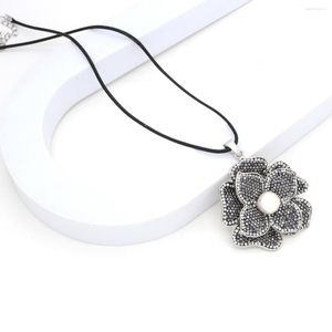 Pendentif Colliers Lotus Forme Collier Strass Collé Cordon De Cire Pour Bijoux Cadeau Décoration