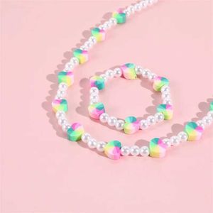 Colliers pendants Love Soft Clay Collier Bracelet Childrens Princess Bijoux Set Package Packaged Girl Bijoux Fashion Bijoux Fashion Womensq