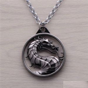 Pendentif Colliers Bas Prix Mode Dragon Bijoux Mortal Kombat Jeu Logo Collier Bronze Sier Alliage Porte-clés Pour Femmes Drop Livrer Dhajh